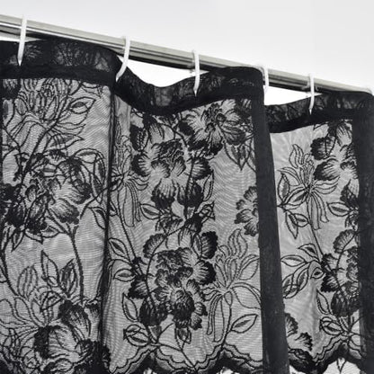 Black Lace Shower Curtain with Attached Valance, 72 x 72 Inch 1 Panel - color: Black, size: 72"W x 72"L (Pack of 1)
