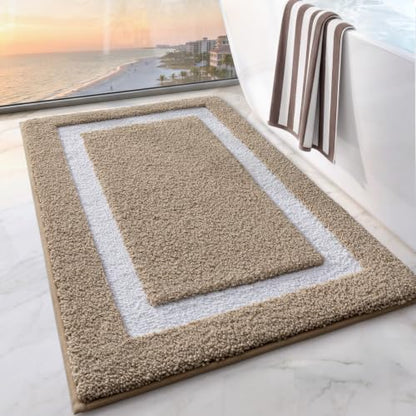 LUMI Bathroom Rug, Non Slip Absorbent Bath Mat, Khaki, 24"x36" - color: Khaki, size: 24"x36"