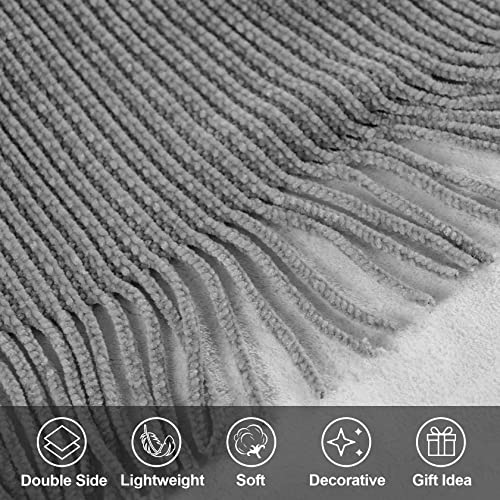 Blagic Chenille Throw Blanket for Couch and Bed,Light Gey,50"x60" - color: F-grey, size: 50 × 60 in