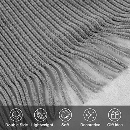 Blagic Chenille Throw Blanket for Couch and Bed,Light Gey,50"x60" - color: F-grey, size: 50 × 60 in