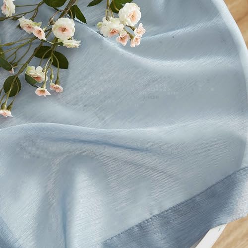 HLC.ME Semi Sheer Grommet Window Curtains, 2 Panels, 54x84 Inch, Dusty Blue - color: Dusty Blue, size: 54"W x 84"L (Pack of 2)