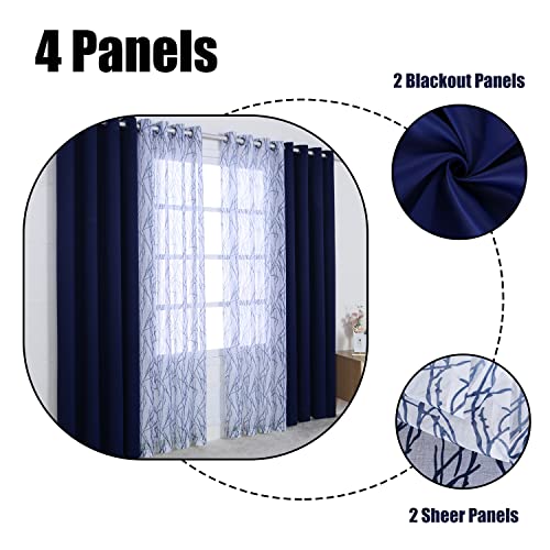 BONZER 침실 거실용 패널 4개 세트 믹스 앤 매치 커튼 - color: 인디고., size: 37"W x 63"L (Pack of 4)