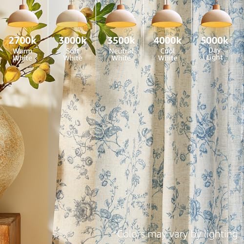 jinchan Linen Curtains 63 inch Blue Floral Farmhouse Rod Pocket 2 Panels - color: Amlie Blue, size: 50"W x 63"L (Pack of 2)