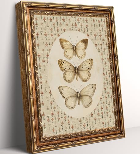 Vintage Gold Framed Butterfly Canvas Wall Art, 9x11in - color: Butterfly, size: 9"L x 11"W