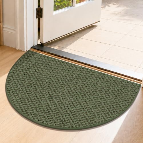 Dirt Trapper Door Mat 17" x 30", Non-Slip, Half Circle, Green - color: Green, size: 17" x 30"(Semicircular)