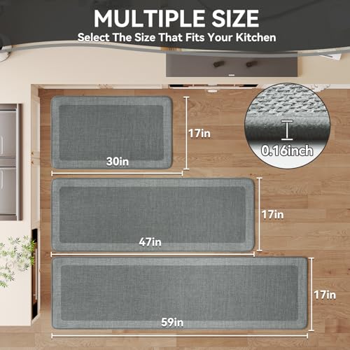 Kitchen Rugs Non Slip Rubber Backing Kitchen Mat 17"x59" Grey - color: Grey, size: 17"x59"