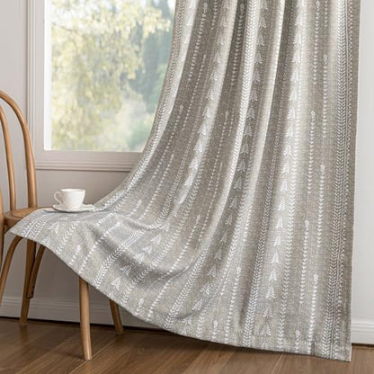 MEETSKY Boho Taupe 95% Blackout Bedroom Curtains 50Wx95L,2 Panels - color: Khaki, size: 50"W x 95"L (Pack of 2)