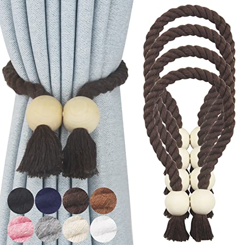 Magnetic Curtain Tiebacks Decorative Tie Back Drapes Holdbacks Nieffeiy - color: Coffee