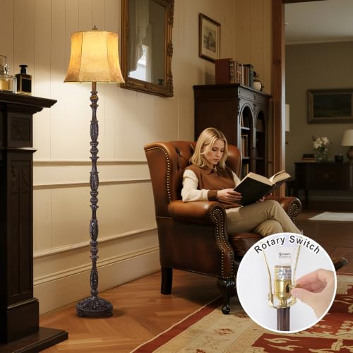 Scenekoy Vintage 66” Tall Floor Lamp for Living Room Bedroom, Dark Brown - color: Dark Brown