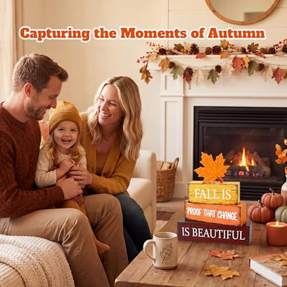 4 Pcs Fall Wooden Decor, Fall Table Decorations Gifts for Home