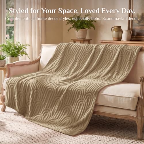 BEDELITE Light Brown Boho Fleece Twin Blanket for Bed, 60x80 Inches - color: Light Brown, size: Twin(60"x80")