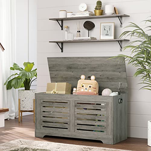 DINZI LVJ Long Wall Shelves, 39.4 Inch Wall Mounted Shelves with Brackets - color: Grey Wash, size: 39.4 Inch