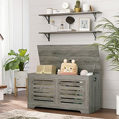 DINZI LVJ Long Wall Shelves, 39.4 Inch Wall Mounted Shelves with Brackets - color: Grey Wash, size: 39.4 Inch