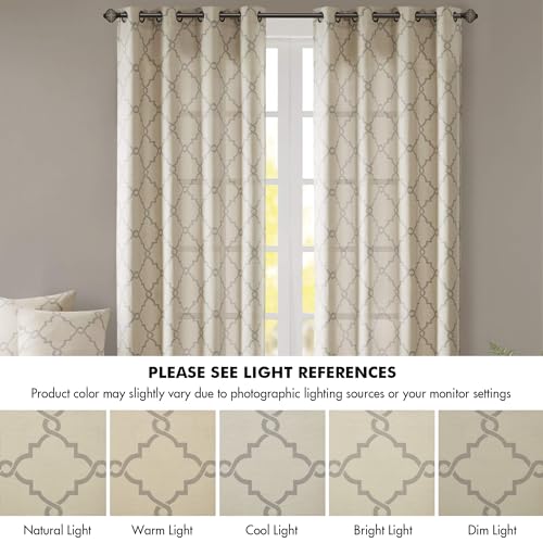 Madison Park Fretwork Print Window Curtain 1 Panel, 50x63 Beige/Grey - color: Beige/Grey, size: 50"W x 63"L (Pack of 1)