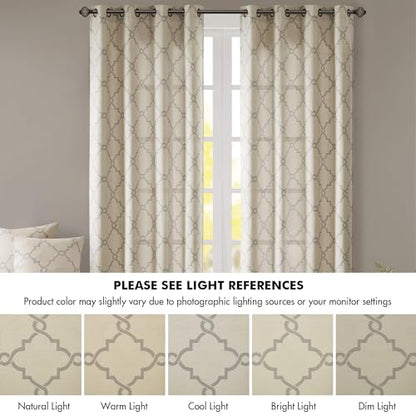 Madison Park Fretwork Print Window Curtain 1 Panel, 50x63 Beige/Grey - color: Beige/Grey, size: 50"W x 63"L (Pack of 1)