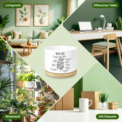 YROVWENQ 3.15 inch Small Ceramic Cactus Planter Pot, No Plants - color: You Are Beautiful