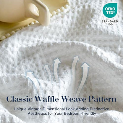 Simple&Opulence 100% Cotton Waffle Weave Throw Blanket 40"x50", White - color: White, size: Small(40"x50")