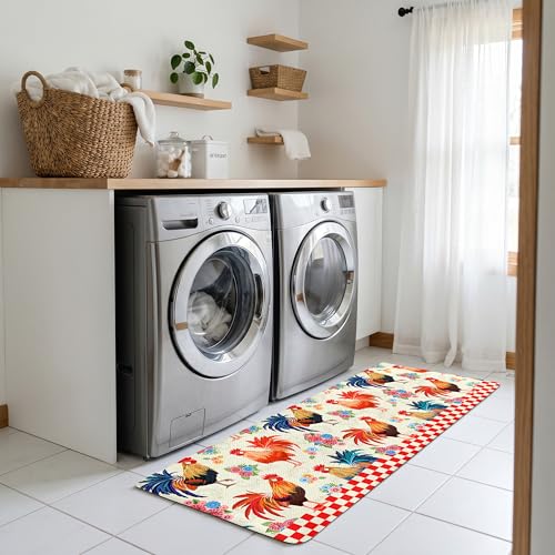 Kitchen Rugs for Floor 2 Pcs Memory Foam Padded Anti Fatigue Kitchen Mat - color: Rooster-2