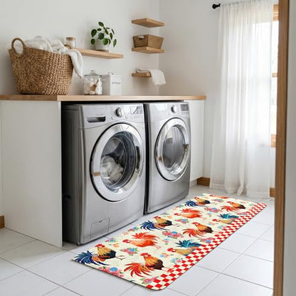 Kitchen Rugs for Floor 2 Pcs Memory Foam Padded Anti Fatigue Kitchen Mat - color: Rooster-2