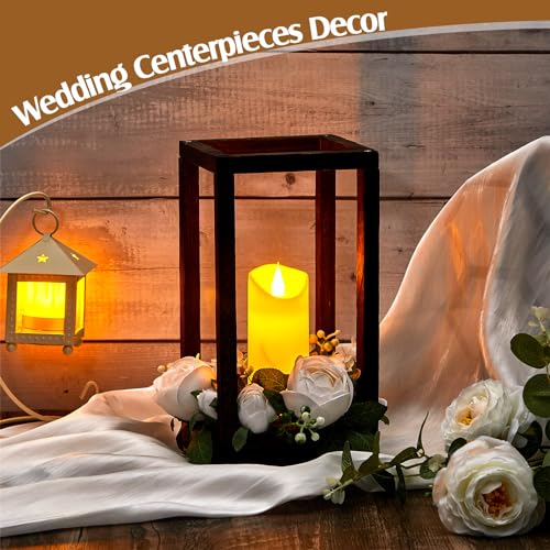 30 Pcs Wedding Lantern Centerpiece with Candle Holders, White Flower - color: White Flower