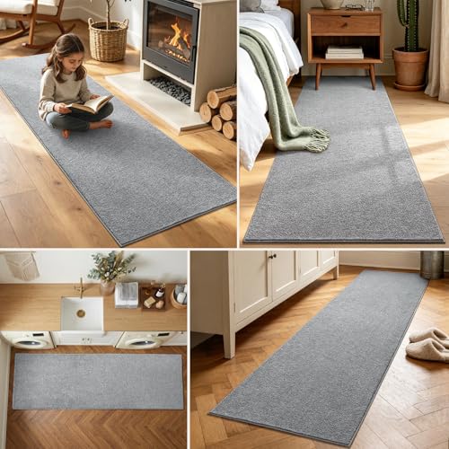 2x8 Grey Runner Rug Washable Non-Slip Soft for Kitchen Hallway Bathroom - color: 09 Grey, size: 2' x 8' (Runner)