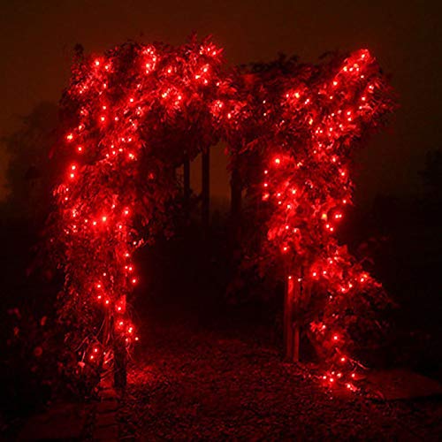 RUICHEN Fairy Lights Plug in, Silver Wire 33 Ft 100 LED String Lights, Red - color: Red