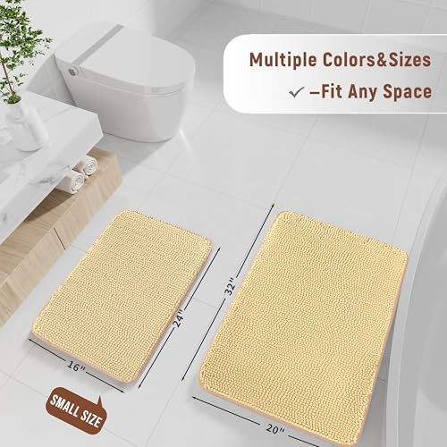 Chenille Bathroom Rug 24"x16" Extra Soft Absorbent Quick Dry Rugs,Beige - color: Beige, size: 1'4" x 2' (Rectangular)