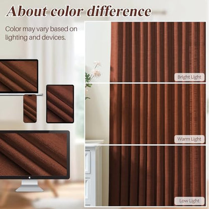 AUSSPVOCT Semi Sheer Curtains 90 Inches for Living Room - color: Chestnut Brown, size: 40"W x 90"L (Pack of 2)