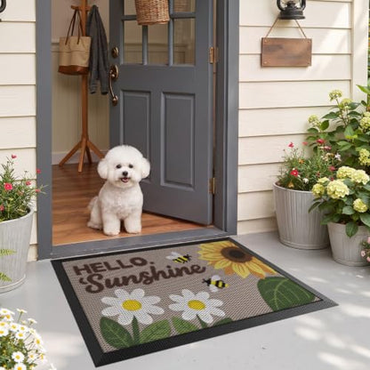 LUMI Outside Welcome Door Mat 24x36, Non-Slip Durable Rubber Easy Clean - color: Sunshine, size: 24"x36"