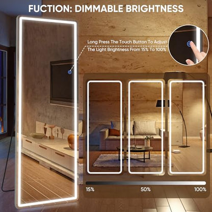 Antok 71"x28" LED Full Length Mirror, Lighted Floor Mirror, Rect - size: 71"L x 28"W, style: Rect Style