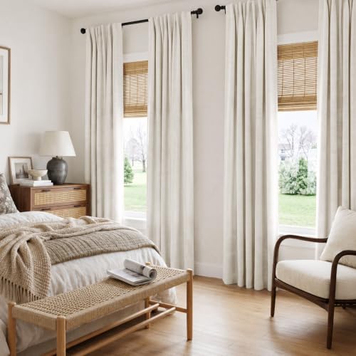 INOVADAY 4 Panels Set Cream Blackout Curtains 84 Inches Long Living Room - color: #01 Cream, size: 42"W x 84"L (Pack of 4)