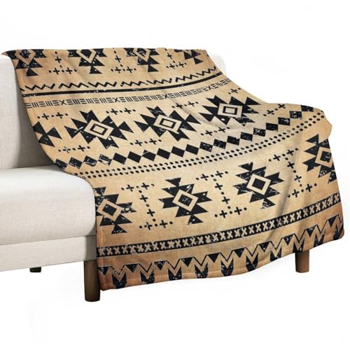 Tribal Aztec Throw Blanket, Southwestern Native Blanket, Vintage Ethnic Abstract Geometric Print Throws Cover for Couch Chair Sofa Bed Outdoor Beach Travel 30"x40" - color: Aztec-1, size: 30"x40"