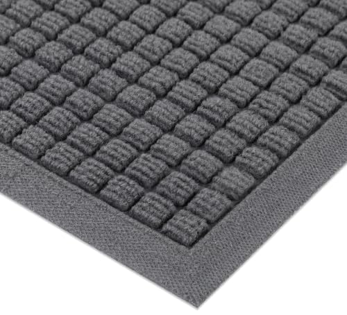 100pointONE Front Door Mat Outside Entrance, 60"x36" Doormat, Square Grey | Dirt Trapper Indoor Outdoor Mat for Entryway, Non Slip Rubber Backing Welcome Mats for Entry High Traffic Area, All-Weather - color: Squares Grey, size: 3' x 5' (Rectangular)