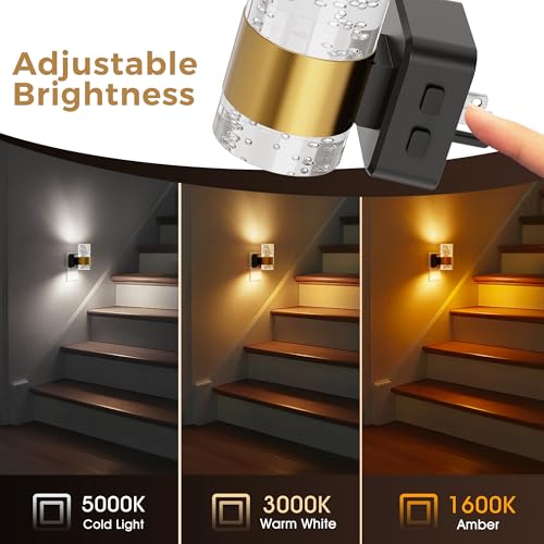 L LOHAS LED Night Lights Plug into Wall, Dusk-to-Dawn Sensor Night Light - color: Gold Ring-3CCT, size: 1 Pack