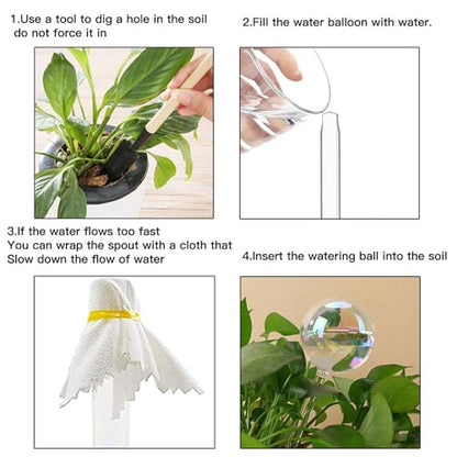 Glass Plant Watering Globes, Water Plants While Away Slow Self Watering Planter Insert Bulbs for Outdoor Indoor Plants, Vacation Plant Watering System Devices (Iridescent Medium 3-Pack) - color: Iridescent Medium 3-pack