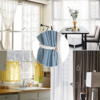 Magnetic Soft Curtain Tiebacks Rope Cotton Window Curtain Holdbacks Porlau - color: White, size: 6 Pack