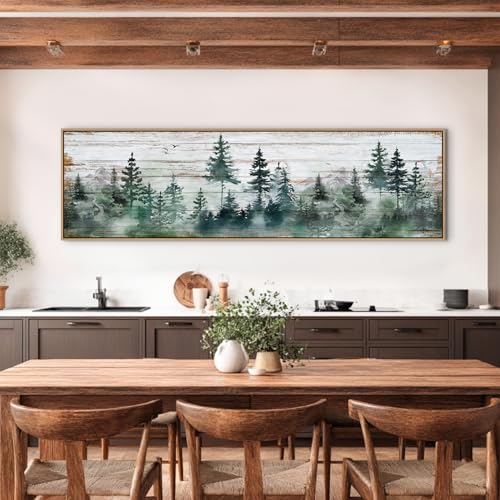 Pine Tree Forest Wall Art Farmhouse Landscape Picture Artwork Decor - color: Forest