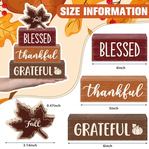 Yousoontic 4 Pcs Hello Fall Figurines Set, Rustic Farmhouse Decor - style: Fall Maple Leaf