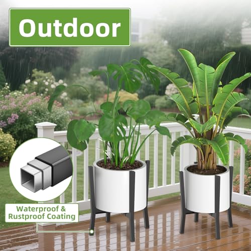 iDavosic.ly Adjustable Metal Plant Stand 2 Pack, Fits 8-12 Inch Pot, White - color: Metal Black, size: 2 Pack