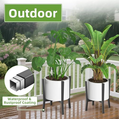 iDavosic.ly Adjustable Metal Plant Stand 2 Pack, Fits 8-12 Inch Pot, White - color: Metal Black, size: 2 Pack