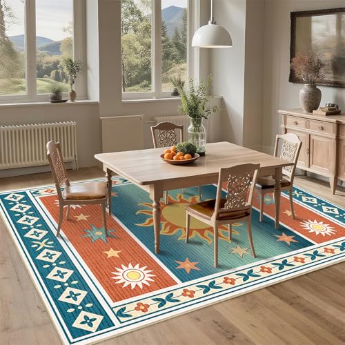 Area Rug 5x7 Sun Rug for Living Room Boho Southwestern Area Rugs Celestial - color: Sun, size: 5' x 7' (Rectangular)