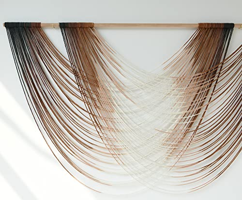 Macrame Wall Hanging Brown Dip Dyed Boho Fiber Art Decor 57"W*35"L - color: Brown