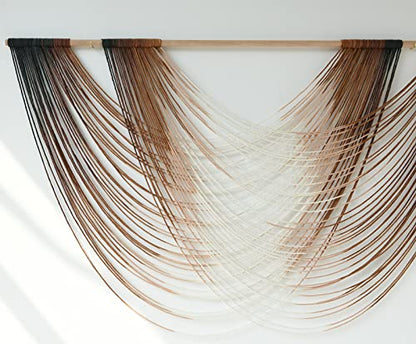 Macrame Wall Hanging Brown Dip Dyed Boho Fiber Art Decor 57"W*35"L - color: Brown