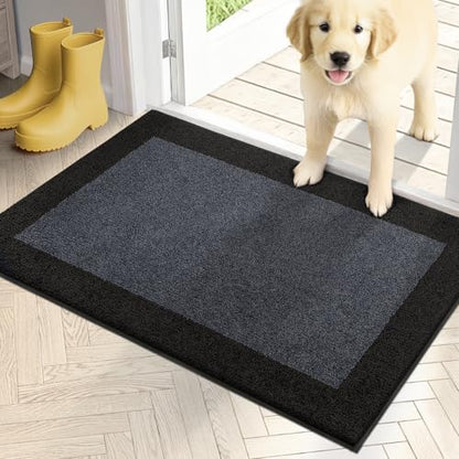 PURRUGS Dirt Trapping 실내 도어 매트, 50.8cm x 81.3cm(20인치 x 32인치), 블루쉬 그레이 및 차콜 - color: 블루쉬 그레이 및 차콜, size: 20인치 x 32인치