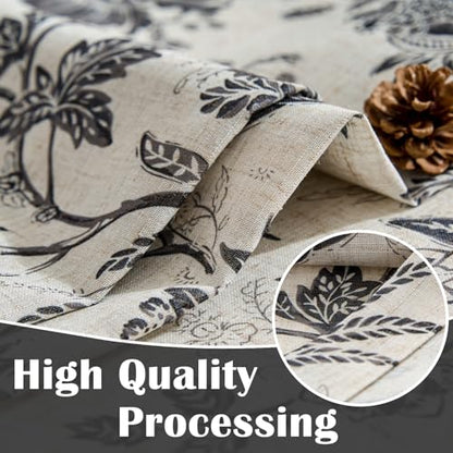 jinchan Floral Valance Curtain Linen 16 Inch Farmhouse 1 Panel Black - color: Jacobean | Black, size: 50"W x 16"L (Pack of 1)