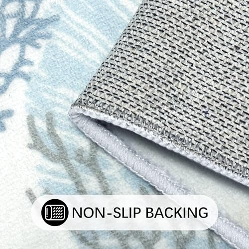 Coastal Bathroom Mat 20x32in Blue Seashel Beach Ocean Soft Thin Bathroom Rugs Fit Under Door Absorbent Non Slip Washable Bath Rugs for Bathtub Shower Sink (Blue, 20x32in) - color: Blue