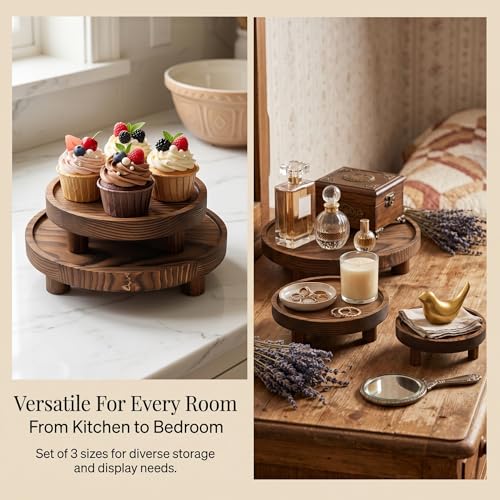 6 PCS 5/6/8 Inch Wood Risers Display Stands,Round Mini Tray Stand - size: 5/6/8 In