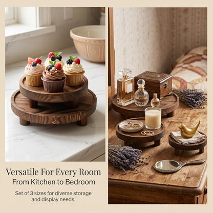 6 PCS 5/6/8 Inch Wood Risers Display Stands,Round Mini Tray Stand - size: 5/6/8 In