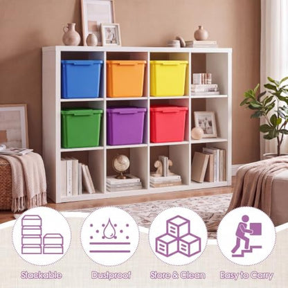 Potchen 6 Pack Small Stackable Storage Bins with Lids, Colorful - color: Colorful