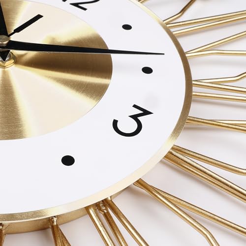 Lafocuse 23 inch Metal Large Gold Starburst Wall Clock Mid Century Art Deco